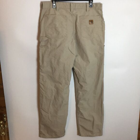 Carhartt Dungaree Fit 100% Cotton Tan Utility Work Cargo Pants 36x32 - Picture 4 of 16